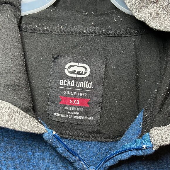Vintage Ecko Unltd Varsity Hoodie Full Zip Blue Gray Men’s Size 5XB 5XL Big Tall - Picture 3 of 6